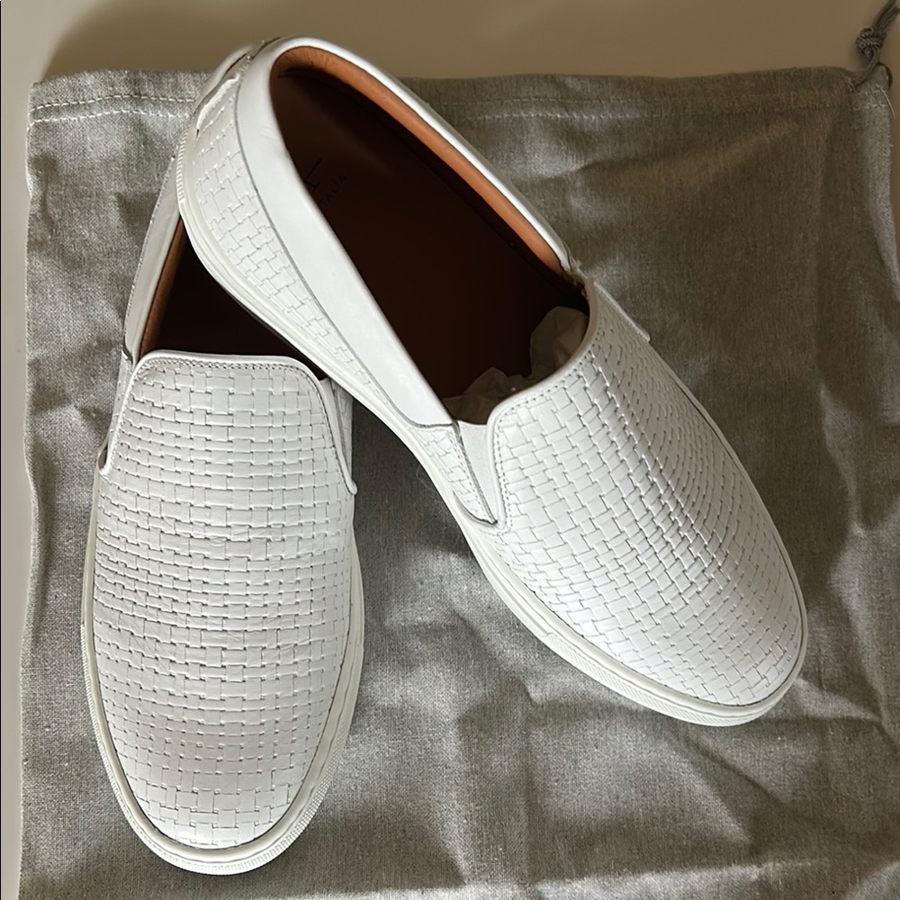 Aquatalia Men's White Slip-On Shoes made in Italy , full leather . - Picture 3 of 6